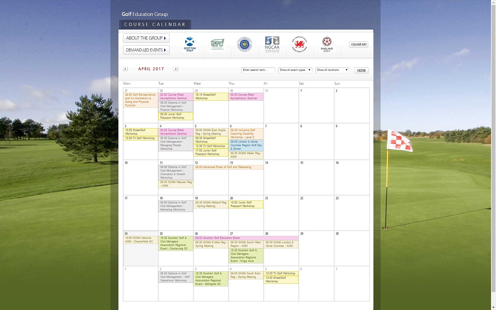 Golf Education Calendar